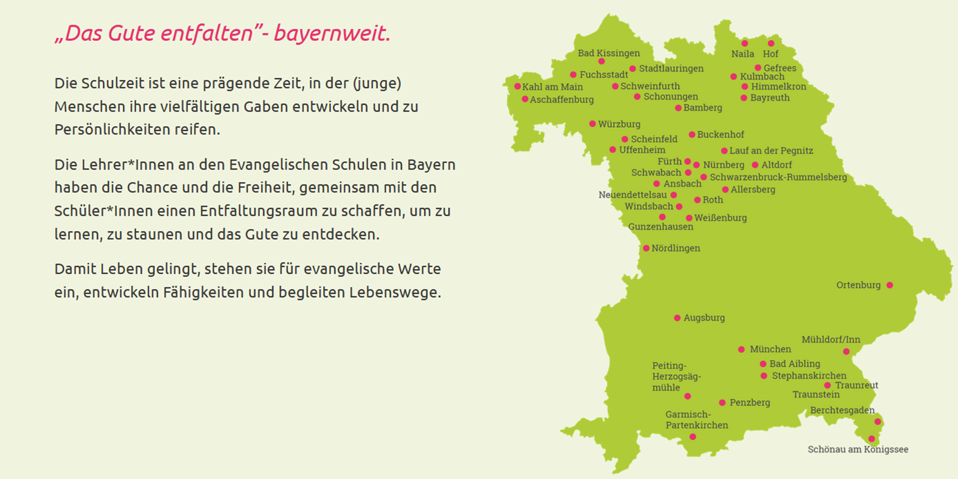 Evangelische Schulen in Bayern - Karte mit Link